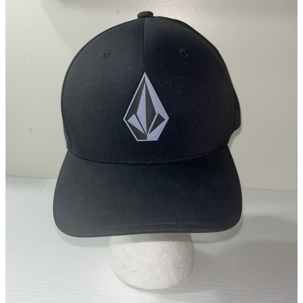 Volcom V.CO-Tech Flexfit Hat Mens L-XL Black Stone Logo Baseball Cap Skateboard